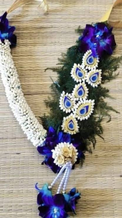 Premium Blue & White Peacock Design Ganesh Ji Kanthi Haar